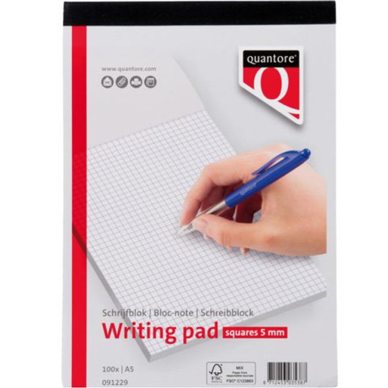 Schrijfblok Quantore A5 geruit (091229)