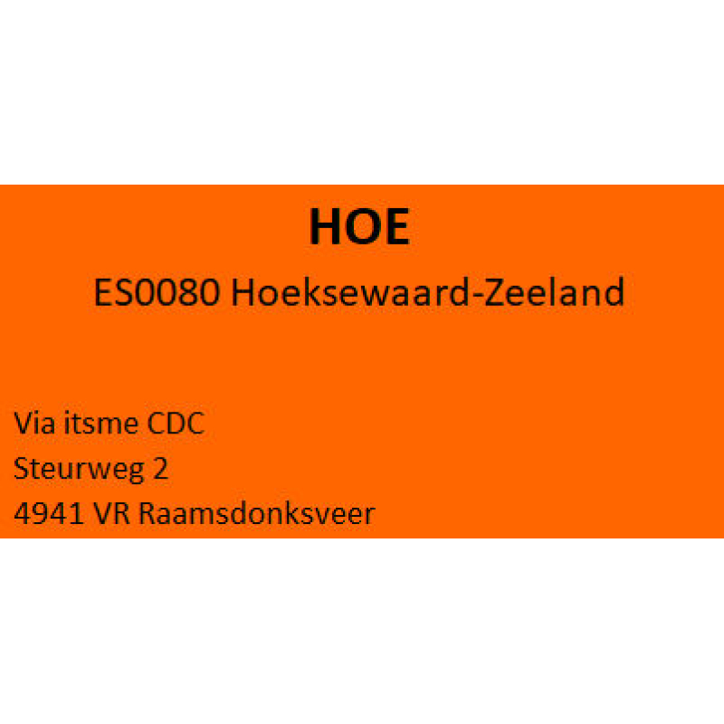 Etiket filiaalcode HOE (777061)