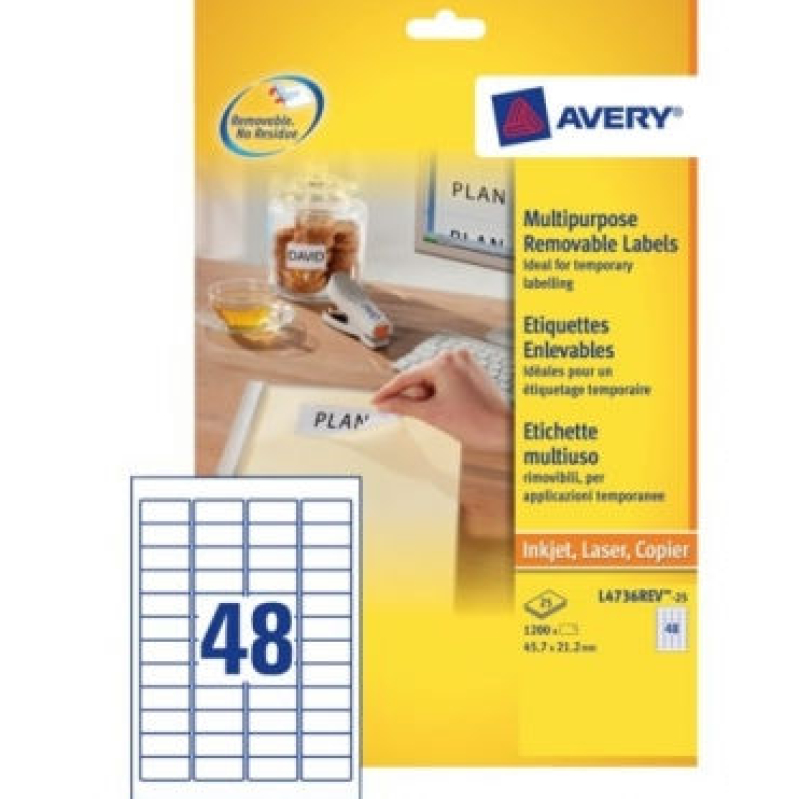 Etiket Avery blanco L4736REV 48 x op vel (817067)