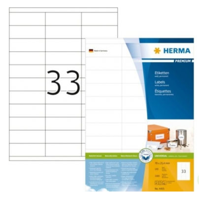 Etiket Herma 4455 blanco 33 x op vel (817468)