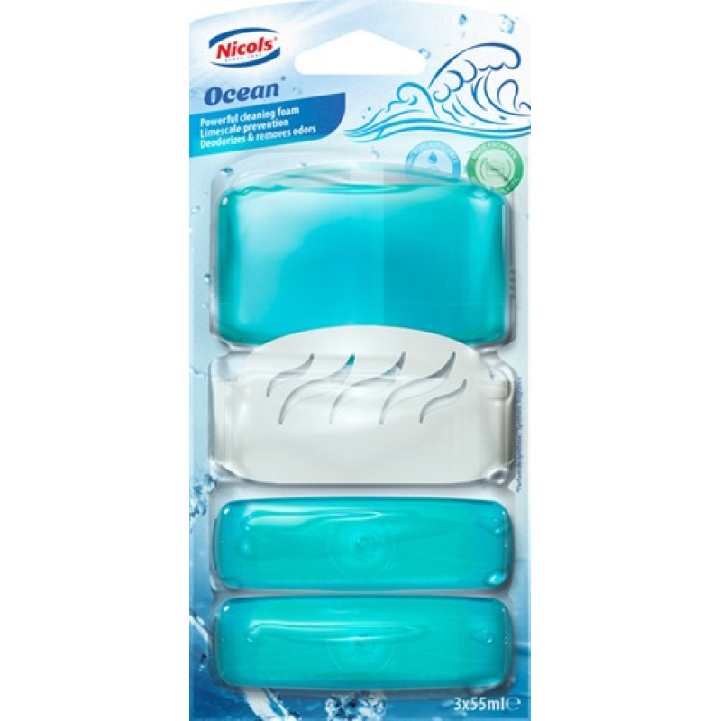 Toiletblok Air plus ocean 55ml met houder 3 stuks (891556)