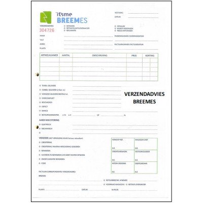 Breemes retourblok-verzendadvies (990019)
