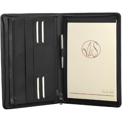 Schrijfmap A4 Van der Spek generfd leer zwart (513053)